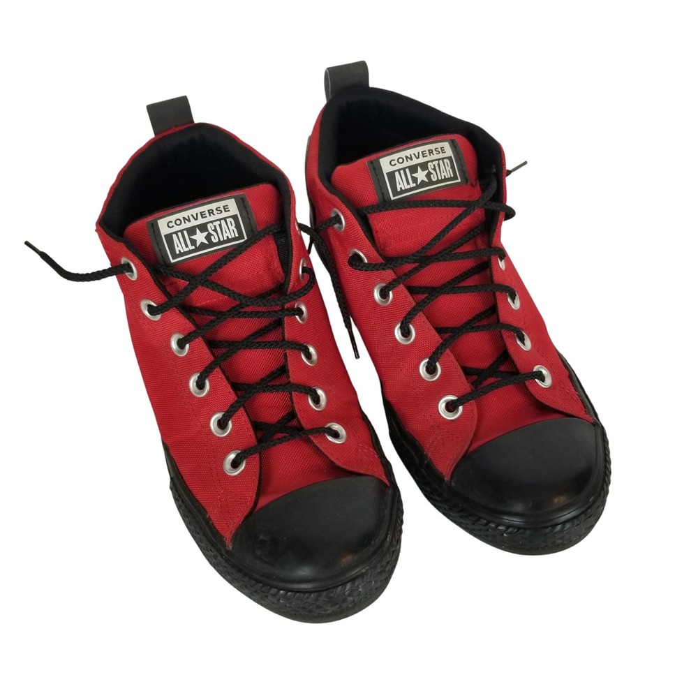 Converse Chuck Taylor All Star Street Mid Top Red Black Canvas Junior Size 5